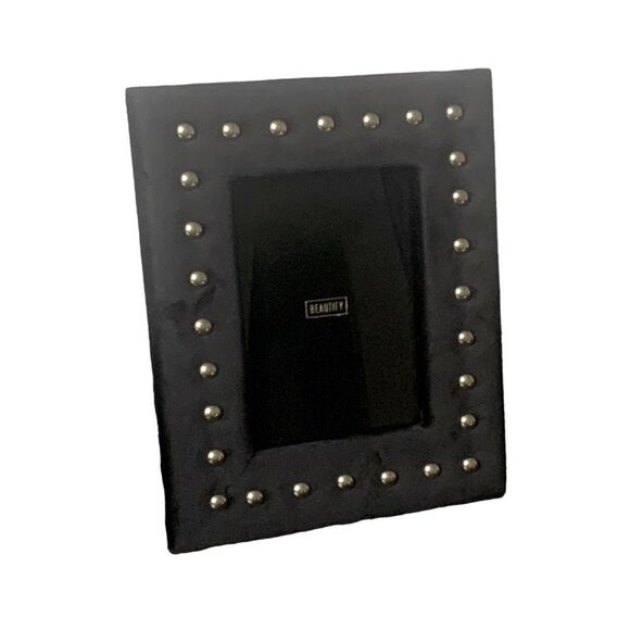 Black Velvet 4x6 Picture Frame – Art Deco Studded Hollywood Regency Display - Picture 1 of 4